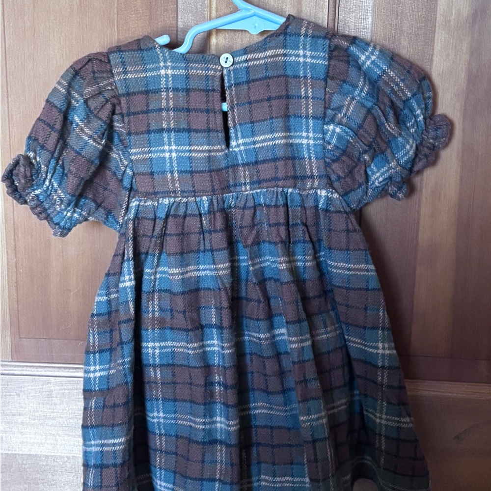 NWOT Rylee + Cru Brown and Blue Plaid flannel cotton “Jolene” Dress - Picture 2 of 6